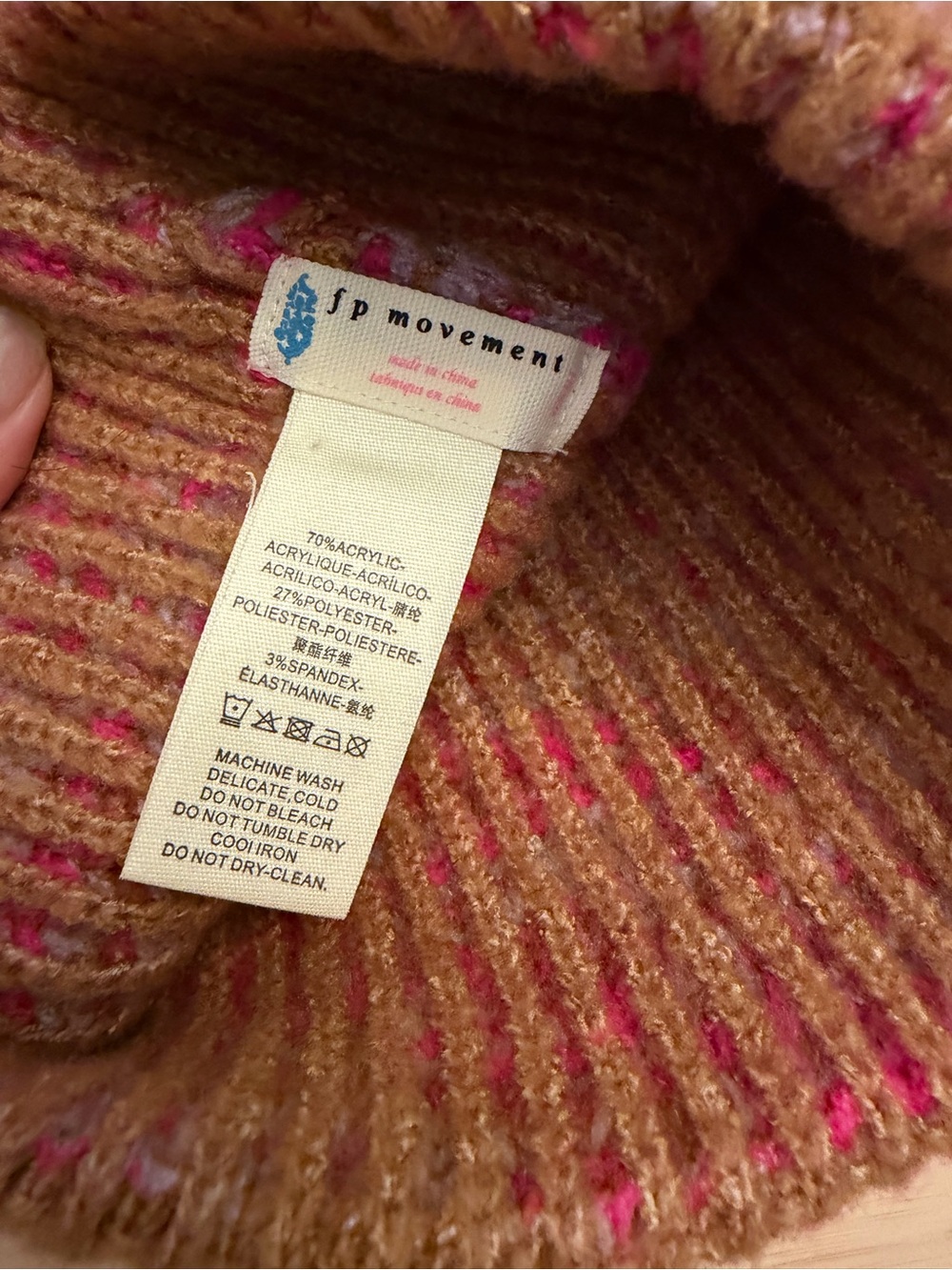 Free People Ribbed Beanie in Pink, Brown & Light Gray - Picture 4 of 4